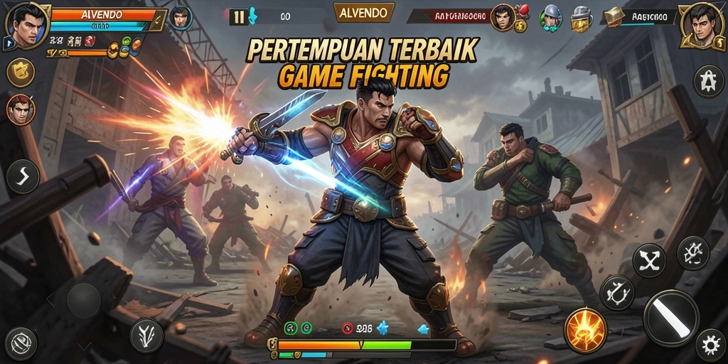 Tampilan gameplay epik di ALVENDO saat bertarung dengan karakter favorit.