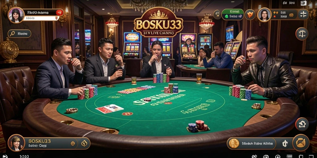 Skrinsut gameplay Live Casino BOSKU33 yang menarik dan interaktif.