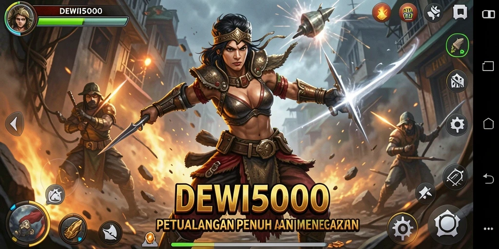 Gameplay DEWI5000 yang mendebarkan dengan pertarungan intens.