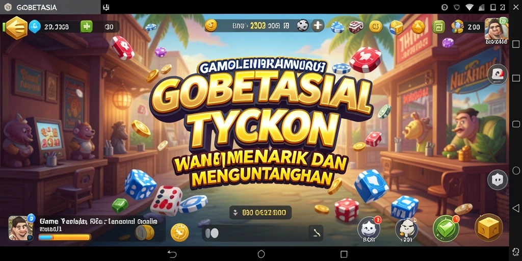 Screenshot gameplay GOBETASIA dengan elemen bisnis dan strategi.