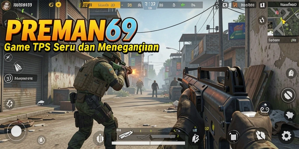 Tampilan gameplay seru dalam PREMAN69 dengan aksi tembak-menembak.
